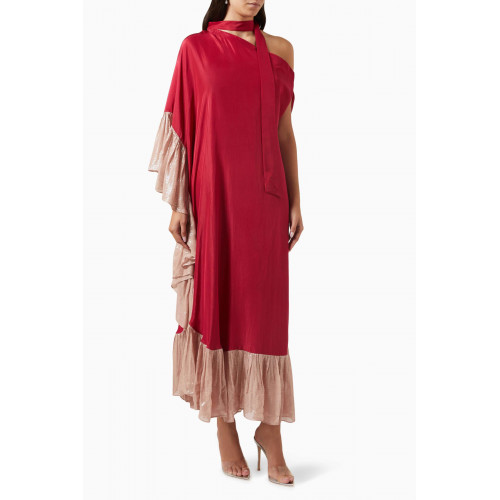 Twinkle Hanspal - Amari One-shoulder Dress in SIlk Red