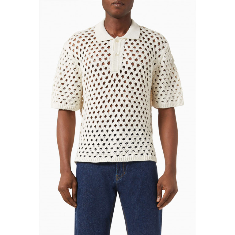 Stussy - Big Mesh Polo Sweater in Cotton Knit