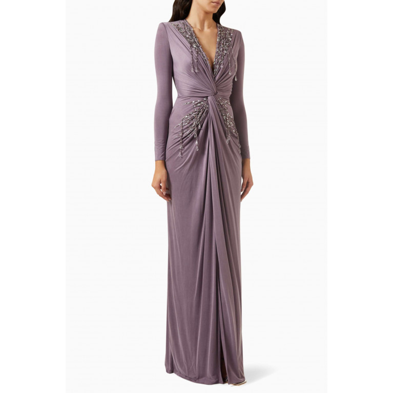 Elisabetta Franchi - Red Carpret Maxi Dress in Cupro Jersey Purple