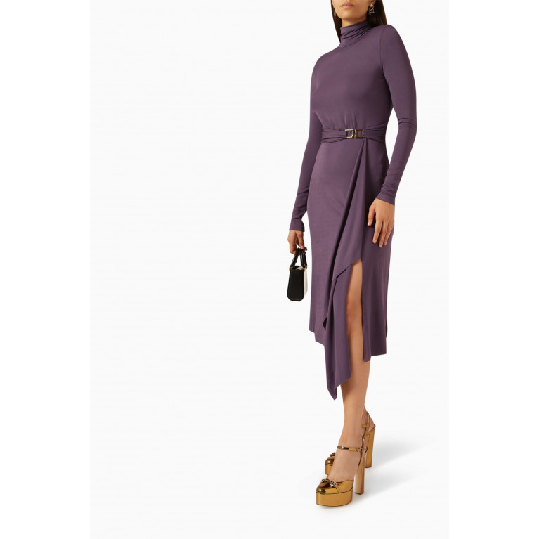 Elisabetta Franchi - Asymmetric Midi Dress in Jersey Purple
