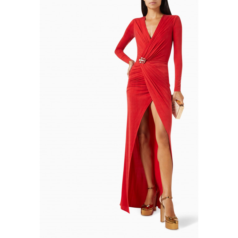 Elisabetta Franchi - Rhinestone-embellished Maxi Dress Red