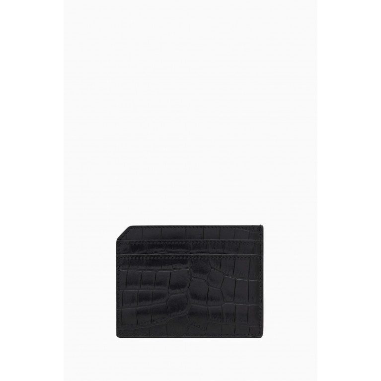 Saint Laurent - Tiny Cassandre Card Case in Matte Croc-embossed Leather