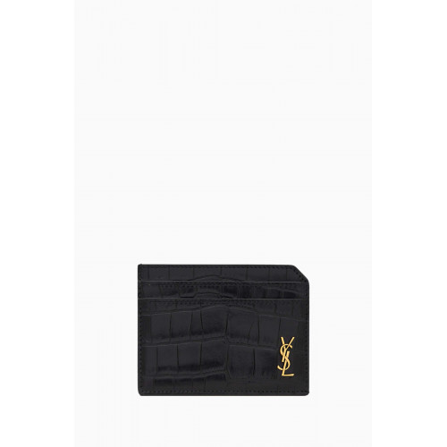 Saint Laurent - Tiny Cassandre Card Case in Matte Croc-embossed Leather