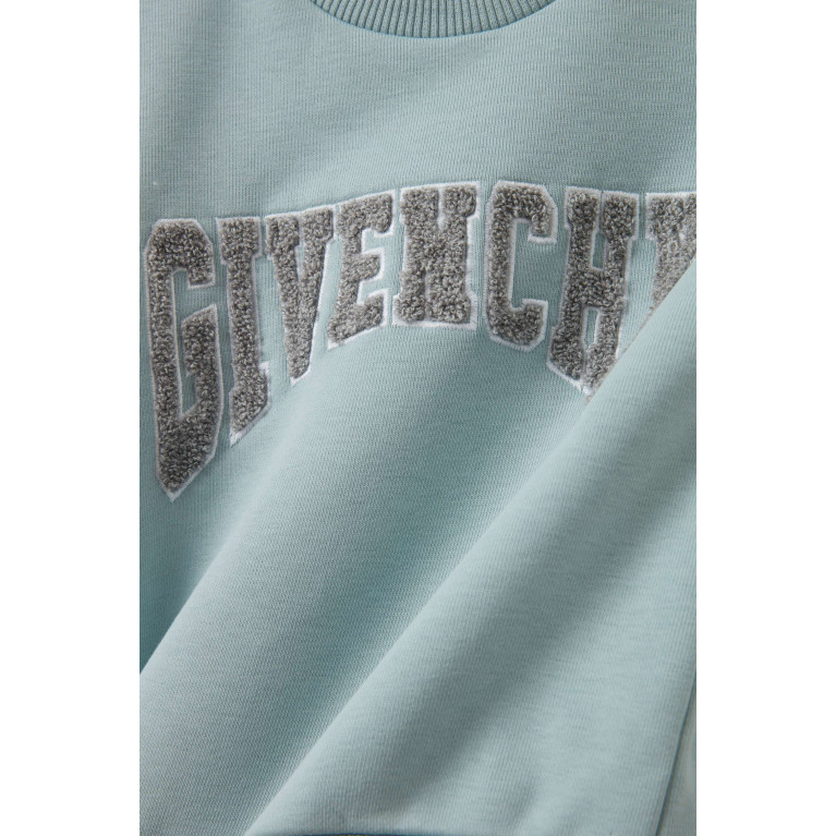 Givenchy - Flocked Logo Sweatshirt in Cotton Blue