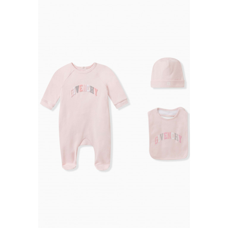 Givenchy - Hat, Bib and Sleepsuit Set in Cotton Pink