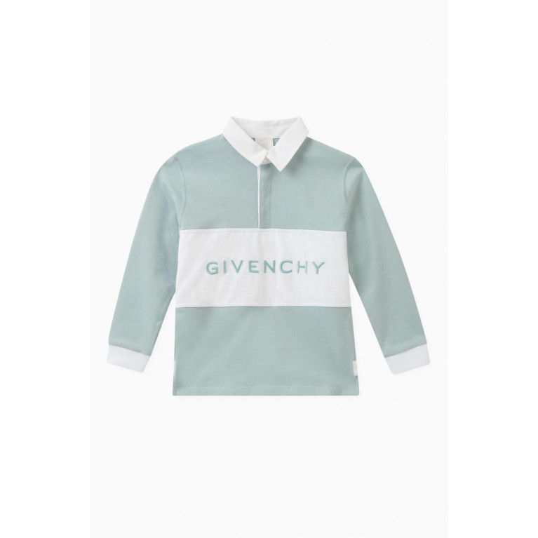 Givenchy - Logo Print Long Sleeved Polo Shirt in Cotton