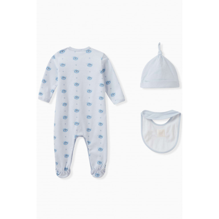 Givenchy - Hat, Bib and Sleepsuit Set in Cotton Blue