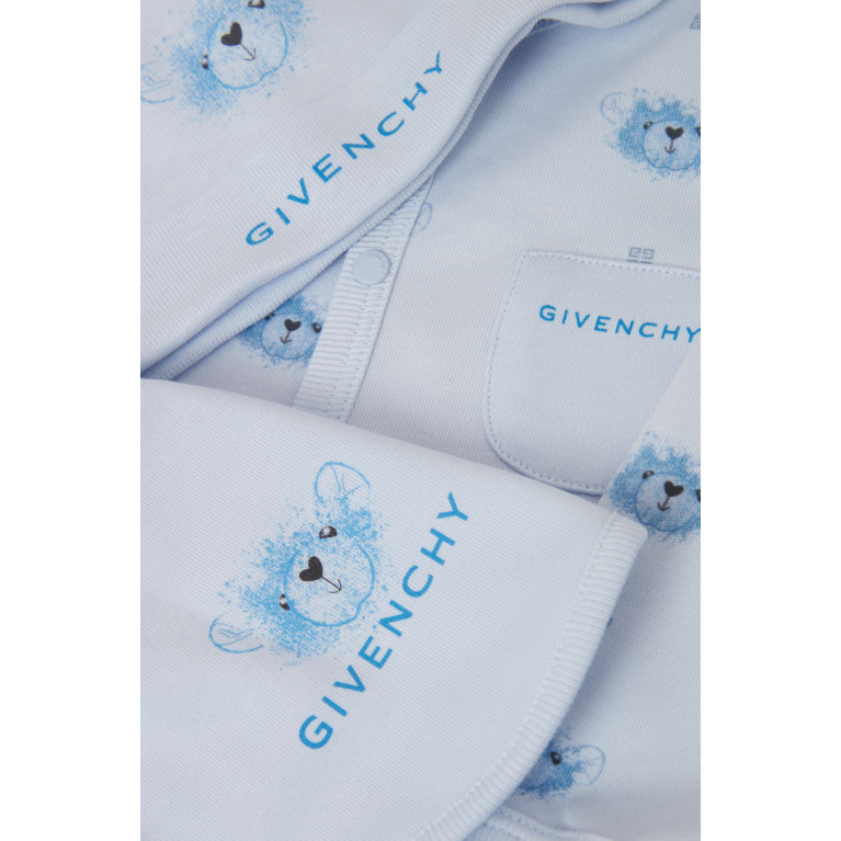 Givenchy - Hat, Bib and Sleepsuit Set in Cotton Blue