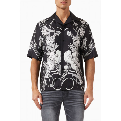 Amiri - Floral Print Bowling Shirt in Silk