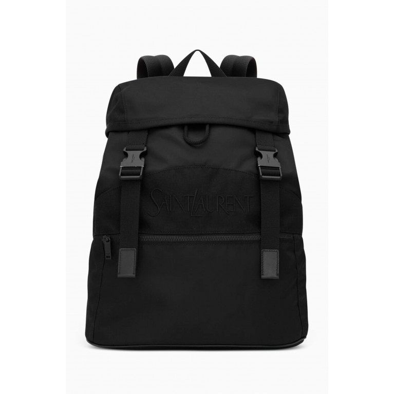 Saint Laurent - Logo-embroidered Backpack in Econyl® & Leather