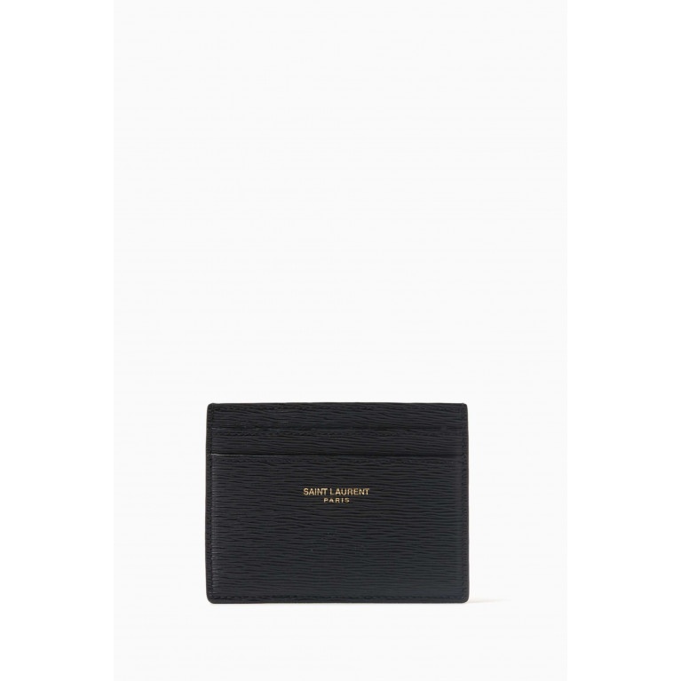 Saint Laurent - Logo Card Case in Ripple-embossed Leather