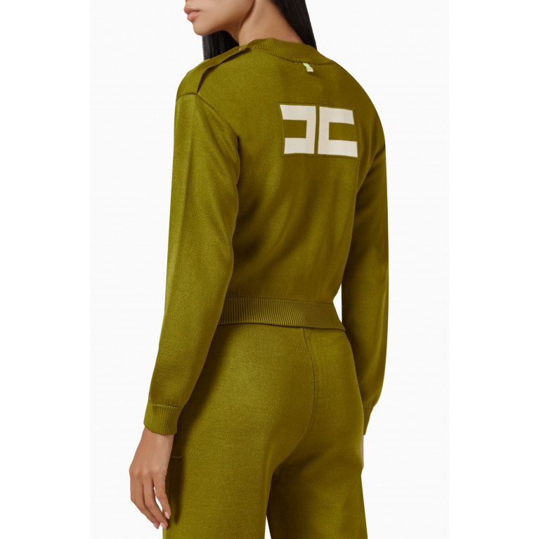 Elisabetta Franchi - Logo Bomber Jacket in Viscose-knit Green