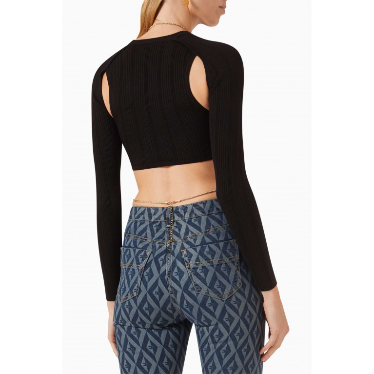 Elisabetta Franchi - Chain Crop Top in Ribbed Lyocell