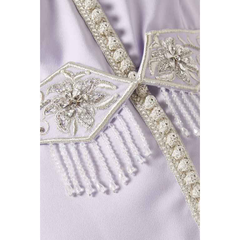 Eleganza La Mode - Off-shoulder Gown in Silk Crepe Purple