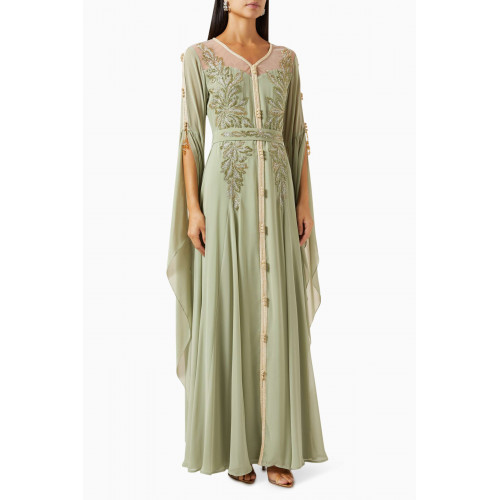 Eleganza La Mode - Embroidered Gown in Chiffon Green