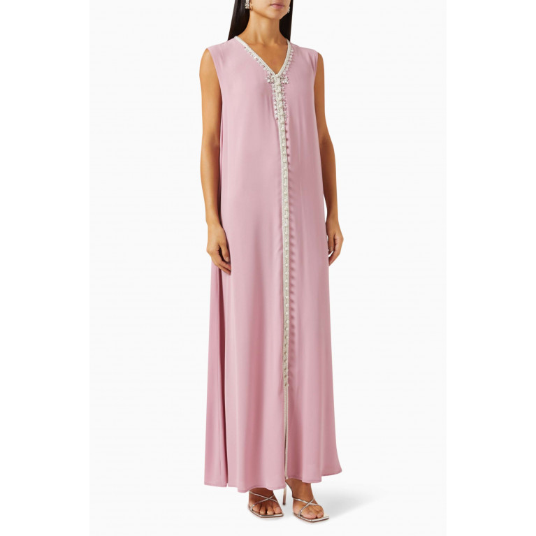 Eleganza La Mode - Embroidered Gown in Crepe Pink