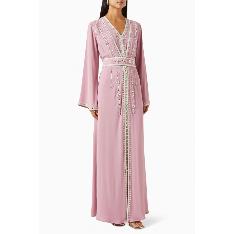 Eleganza La Mode - Embroidered Gown in Crepe Pink