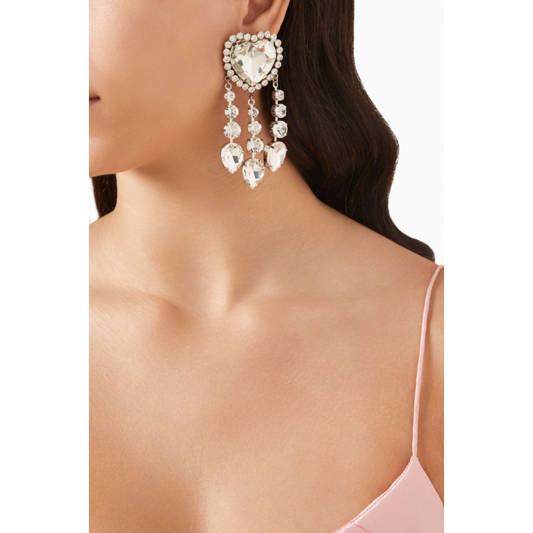 Alessandra Rich - Heart Clip-on Earrings with Pendants in Brass