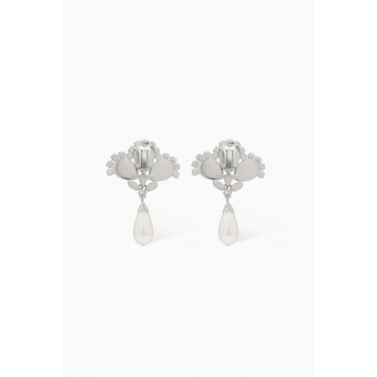 Alessandra Rich - Pearl Earrings with Pendant in Brass