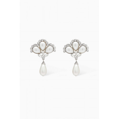 Alessandra Rich - Pearl Earrings with Pendant in Brass