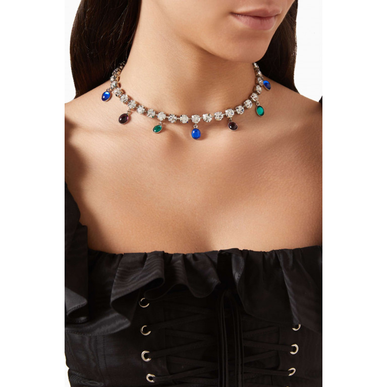 Alessandra Rich - Crystal Necklace with Pendants in Brass