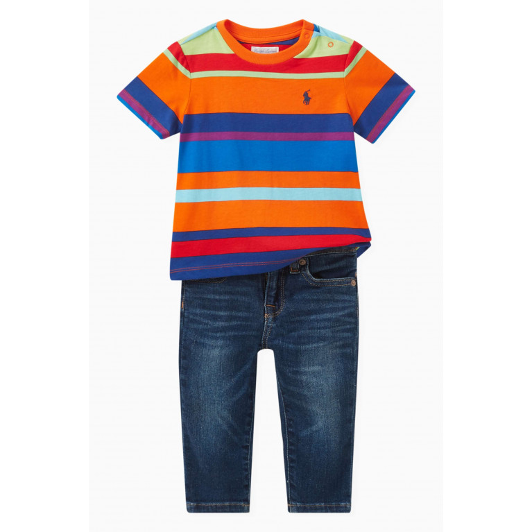 Polo Ralph Lauren - Striped Logo-embroidered T-shirt in Cotton