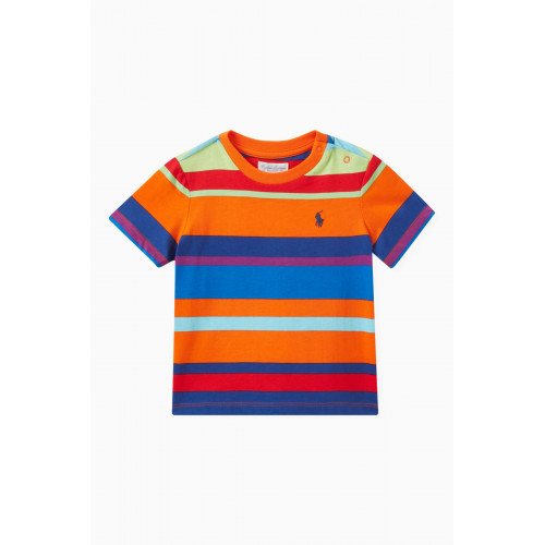 Polo Ralph Lauren - Striped Logo-embroidered T-shirt in Cotton