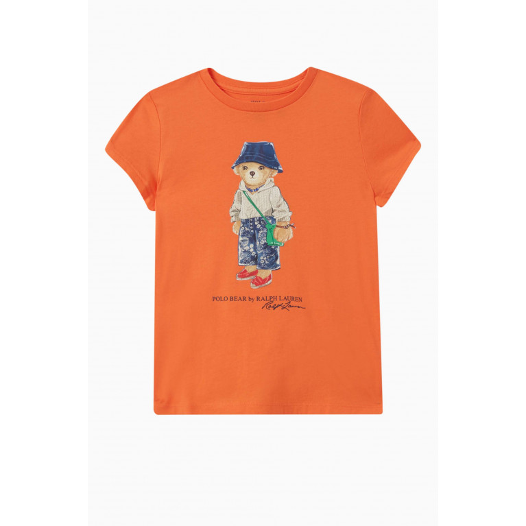 Polo Ralph Lauren - Logo & Bear Print T-shirt in Cotton