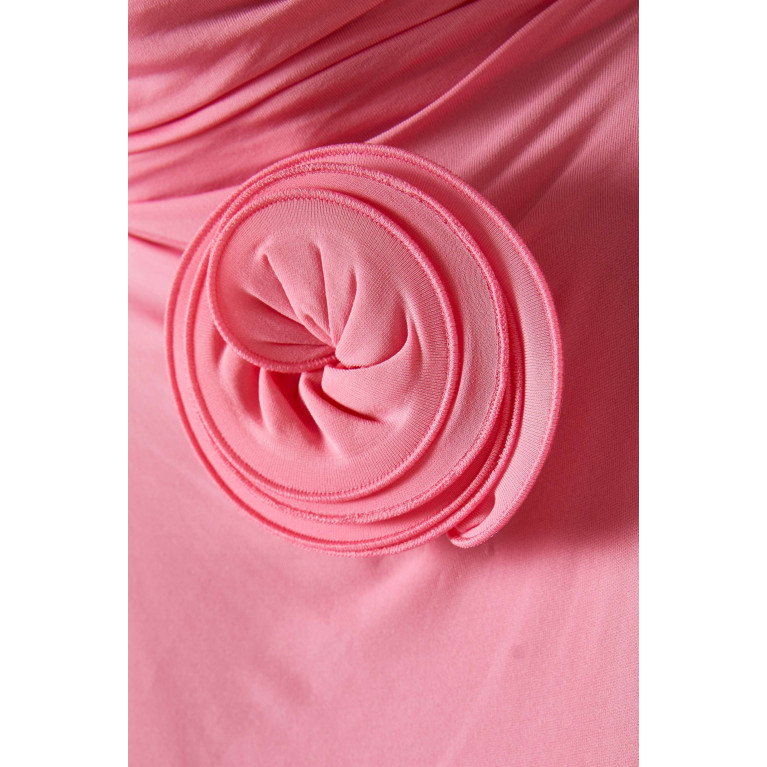 Magda Butrym - Draped Rose Turtleneck Mini Dress in Jersey