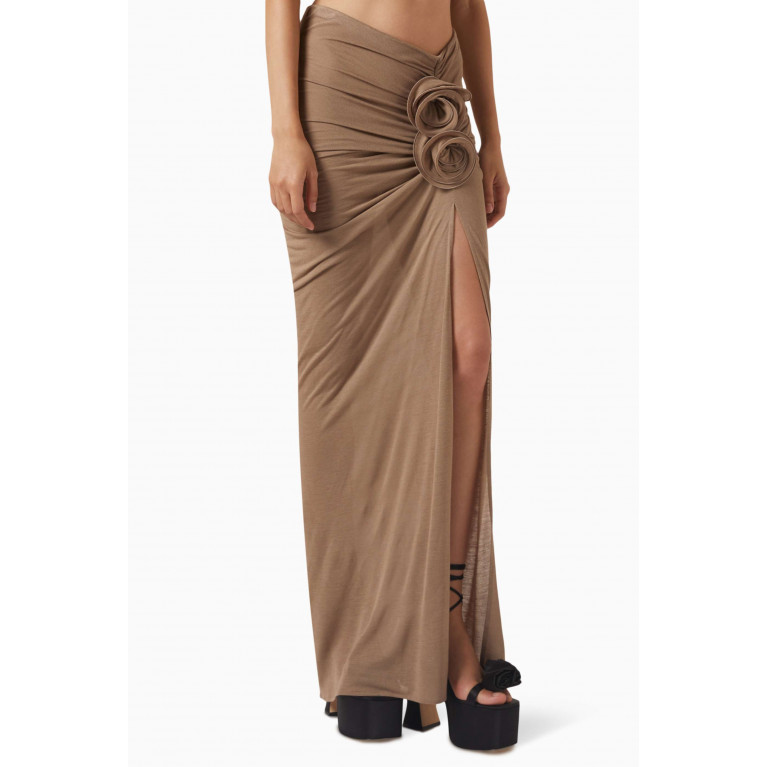 Magda Butrym - 3D Floral Applique Maxi Skirt in Jersey