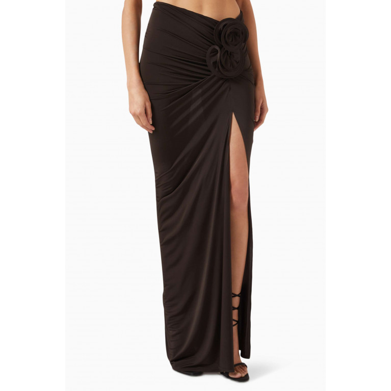 Magda Butrym - 3D Floral Applique Maxi Skirt in Jersey