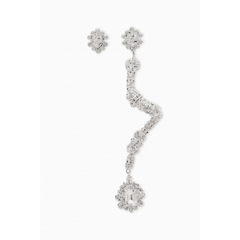 Magda Butrym - Mismatch Crystal Drop Earrings in Plated Brass