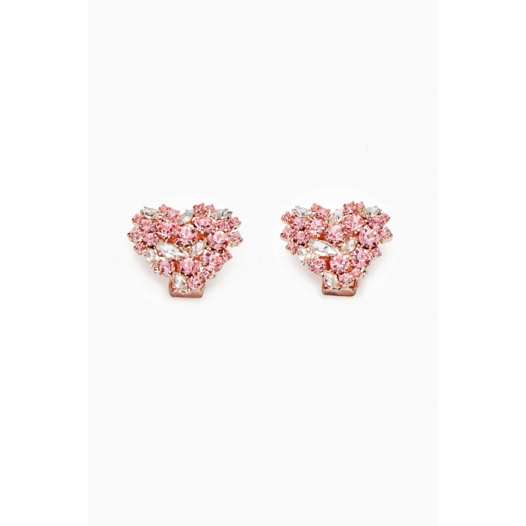 Magda Butrym - Crystal Heart Clip Earrings in Plated Brass