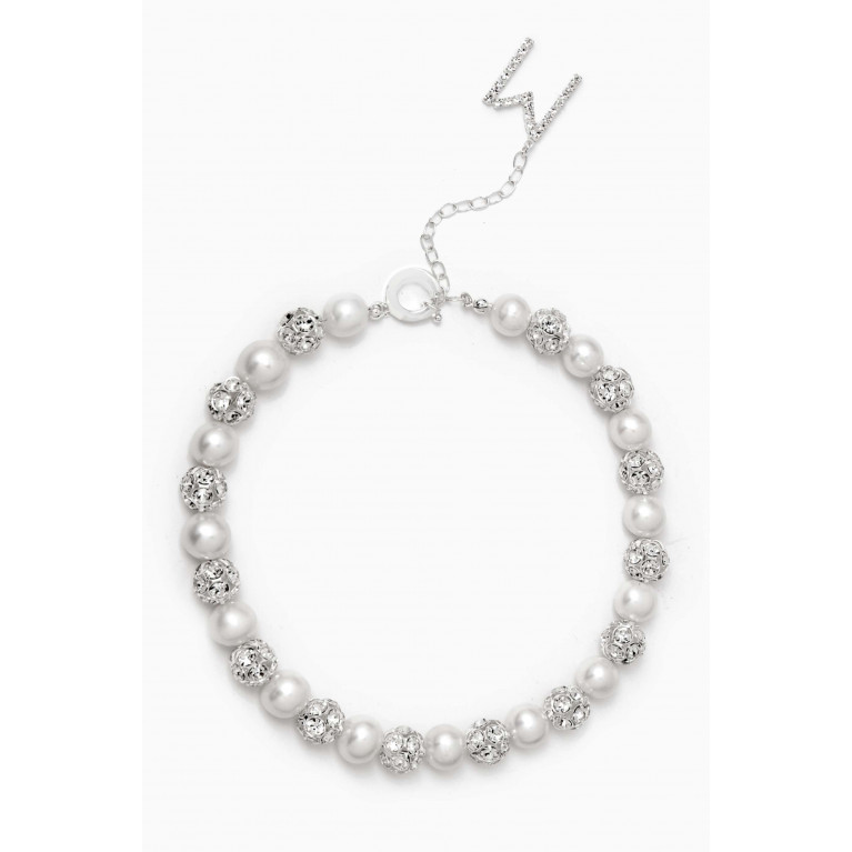 Magda Butrym - Crystal and Pearl Necklace in Plated Brass