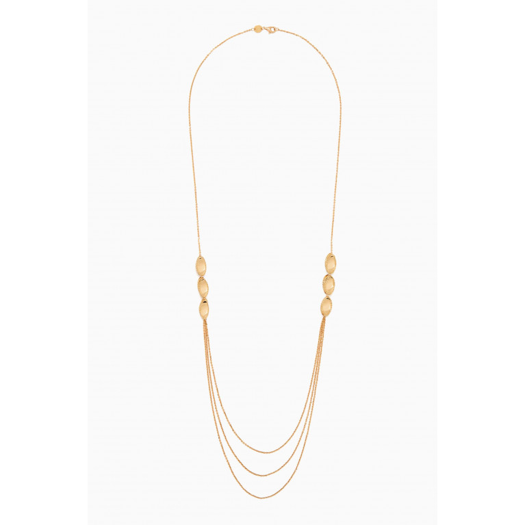 Damas - Moda Mirror Triple-layer Long Necklace in 18kt Gold