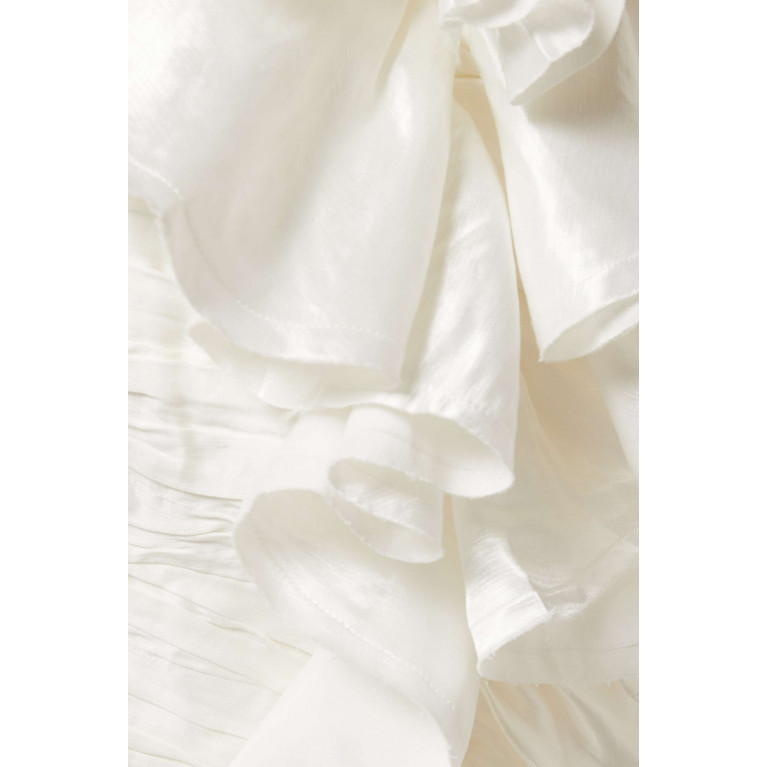 Aje - Adelia One-shoulder Ruffled Mini Dress in Linen-blend