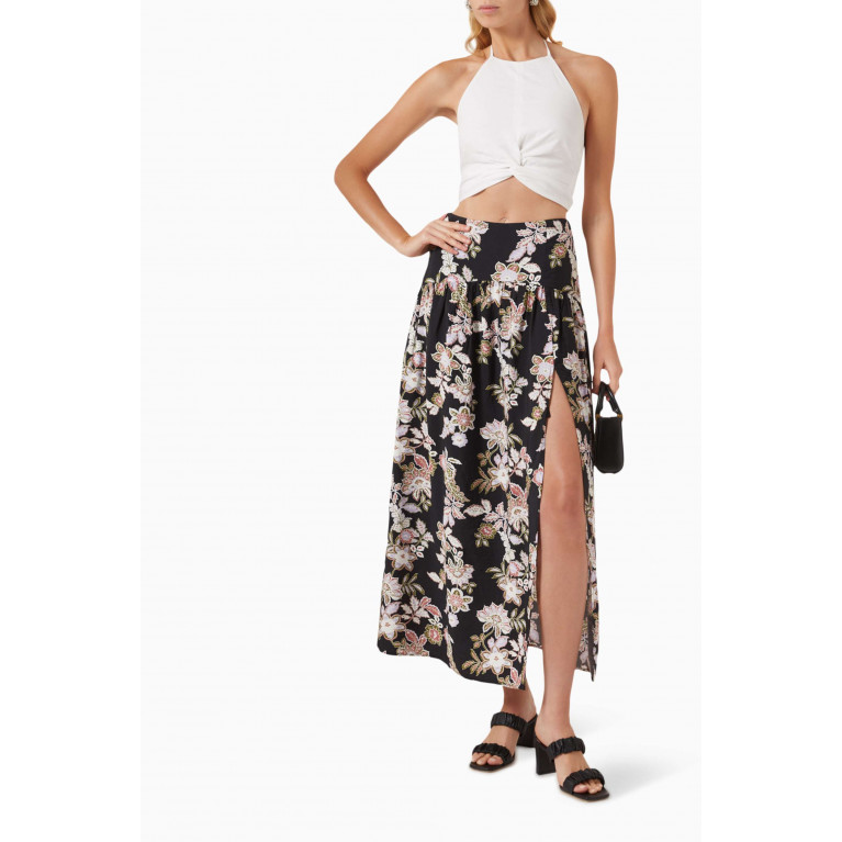 Minkpink - Willow Floral-print Midi Skirt in Viscose-blend