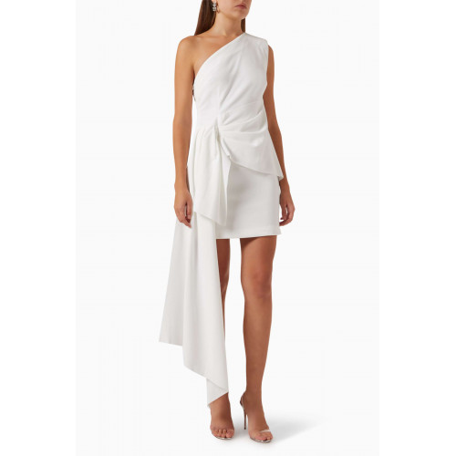Elliatt - Caicos One-shoulder Dress in Stretch-crepe White