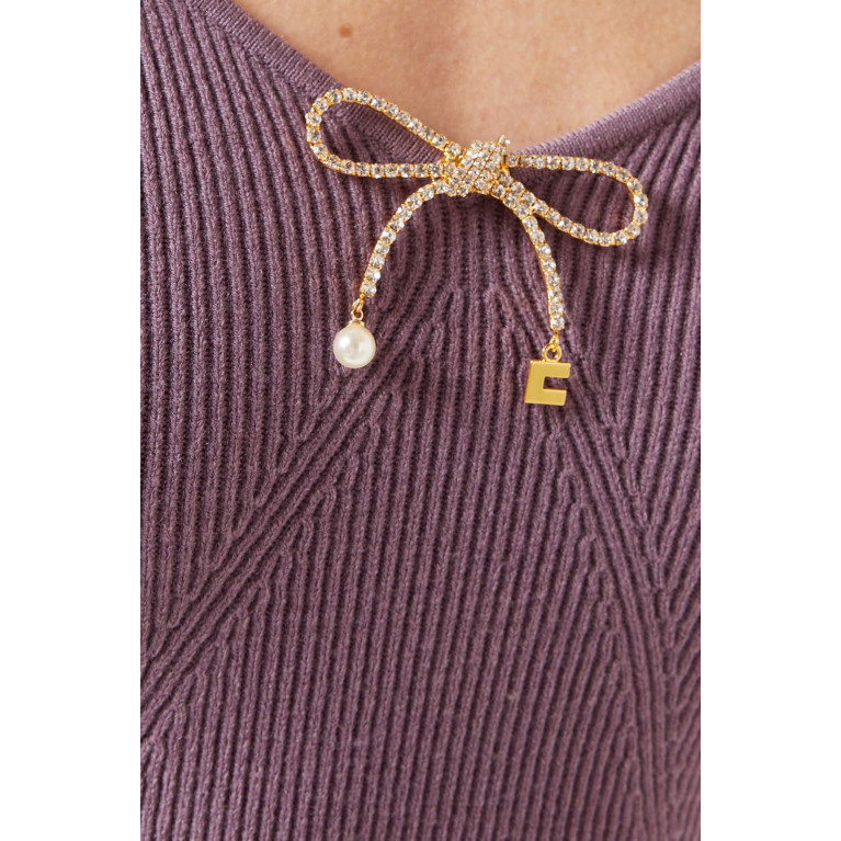 Elisabetta Franchi - Logo-insert Midi Dress in Knit Purple