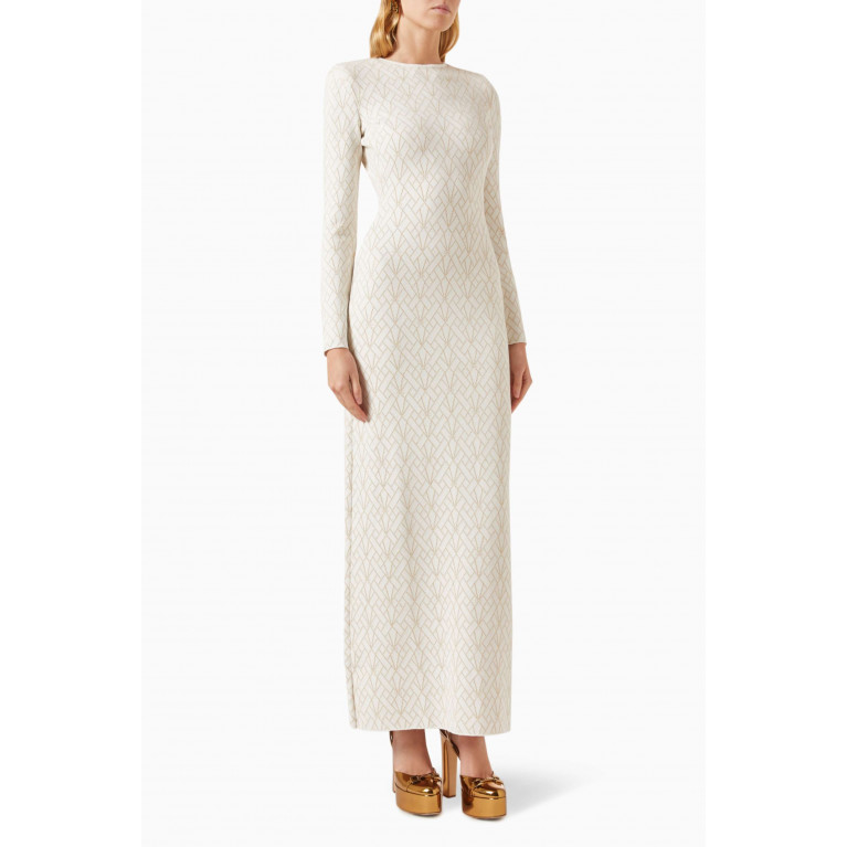 Elisabetta Franchi - Red carpet Geometric-motif Maxi Dress in Viscose & Lurex