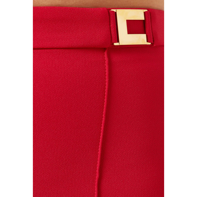 Elisabetta Franchi - Logo Plaque Pants in Crepe Red