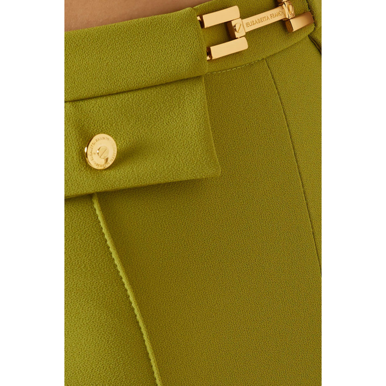 Elisabetta Franchi - Horsebit-detail Pants in Crepe Green