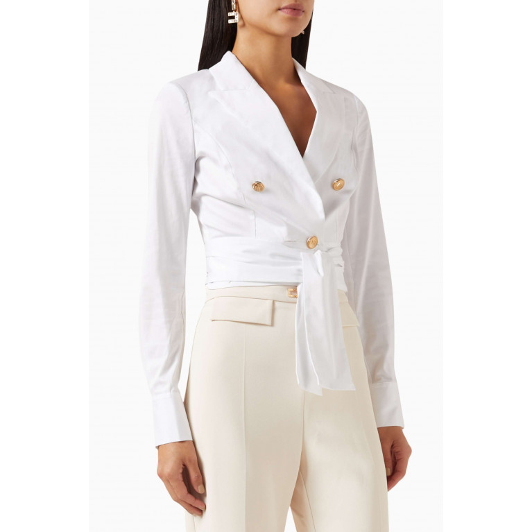 Elisabetta Franchi - Logo-button Crop Shirt in Cotton