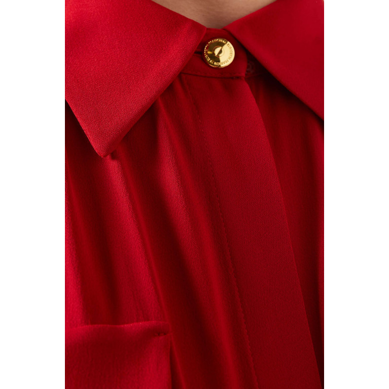 Elisabetta Franchi - Logo-plaque Crop Blouse in Viscose Red