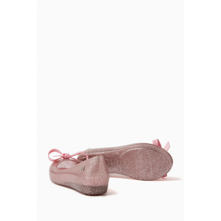 Mini Melissa - Ultragirl Glitter Ballerina Flats in Melflex® PVC Pink