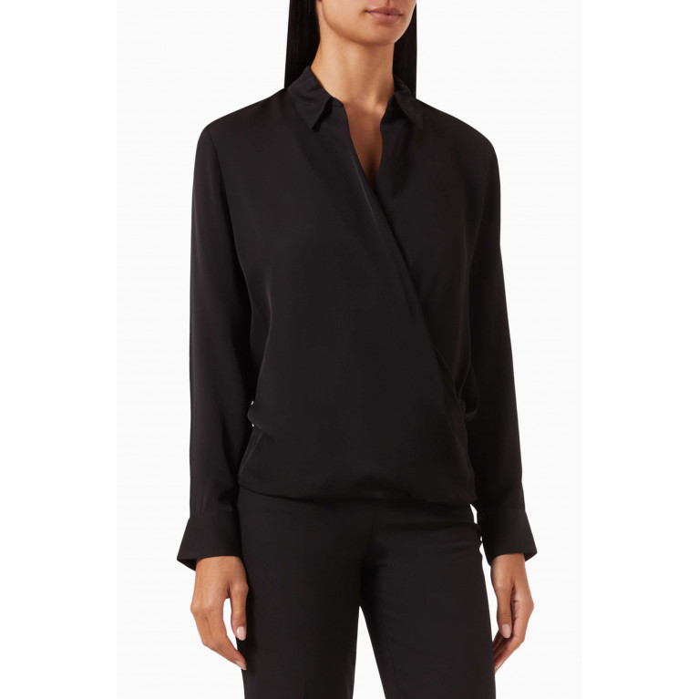 Theory - Wrap Blouse in Silk-georgette Black