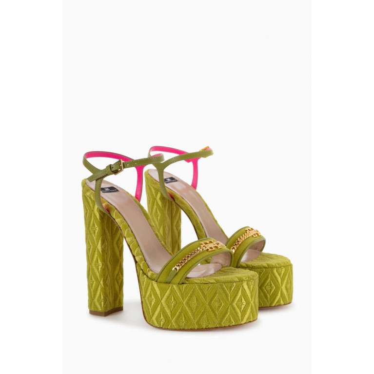Elisabetta Franchi - Platform Sandals in Velvet Green