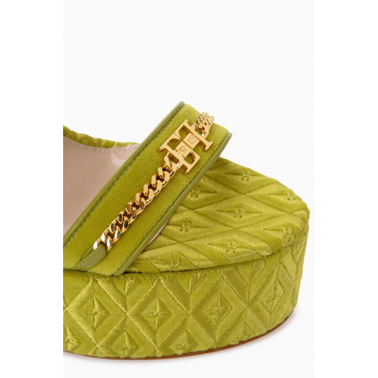 Elisabetta Franchi - Platform Sandals in Velvet Green