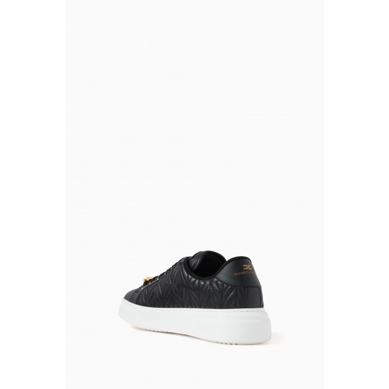 Elisabetta Franchi - Quilted Motif Sneakers in Leather Black