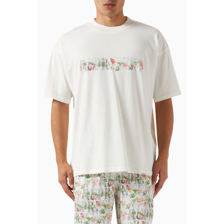 Represent - Floral Initial T-shirt in Cotton Jersey White